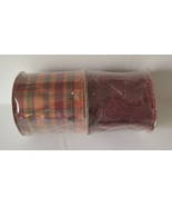 Huntington Home Ribbon Burlap Plain Red &amp; Autumn Striped 3.6&quot; x 15&#39; Roll... - €9,35 EUR