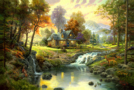 Thomas Kinkade Mountain Retreat Cross Stitch Pattern***LOOK***  - $2.95