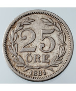 1881-EB Sweden 25 Ore Silver Coin in XF Condition KM #739 - $1,014.32 MXN