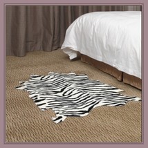 Fuzzy Zebra Striped Animal Print Faux Fur Area Floor Rug or Your Hot Rod... - $89.95