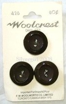 Set of 3 Vintage Black Plastic Buttons - $3.99