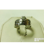 10k White Gold &amp; .10ct Diamond Bridal Set Solitaire Engagement Ring Wedd... - $2,855.92 MXN
