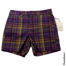 NWT A New Day Womens Chino Shorts Size 2 Purple Plaid Stretch Pockets - $26.72