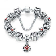 Chain Bracelet Charm Bracelet Enameled Flower Silver Plated The World of... - £35.13 GBP