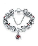 Chain Bracelet Charm Bracelet Enameled Flower Silver Plated The World of... - £34.56 GBP