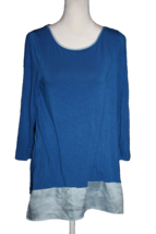 White House Black Market Top Shirt Women&#39;s Size Small S Blue Silk Trim B... - £14.15 GBP