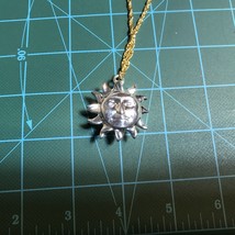 Silver Tone Sun Pendant Charm Celestial Star  Jewelry Vintage Double Side￼ New - £15.16 GBP