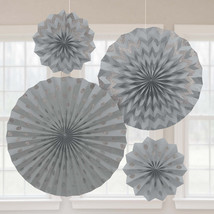 Silver Glitter Hanging Fans (4 Ct) - £38.11 GBP