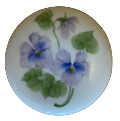 Andrea by Sadek Porcelain Candle Jar Topper Style A White with Pansies - $9.12