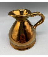 Vintage Copper Lustreware Ceramic Pitcher Vase Jug Handle - $12.96