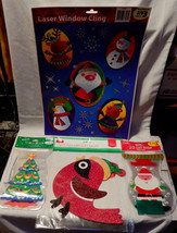 Christmas Mix Lot Lazer Window Cling Glitter Decor Sign 40 Gift Bags &amp; T... - £4.67 GBP