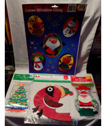 Christmas Mix Lot Lazer Window Cling Glitter Decor Sign 40 Gift Bags &amp; T... - $5.92