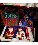 Christmas Mix Lot 2 Reusable Window Cling Sets Bright Holiday Canvas 16"... - $7.88
