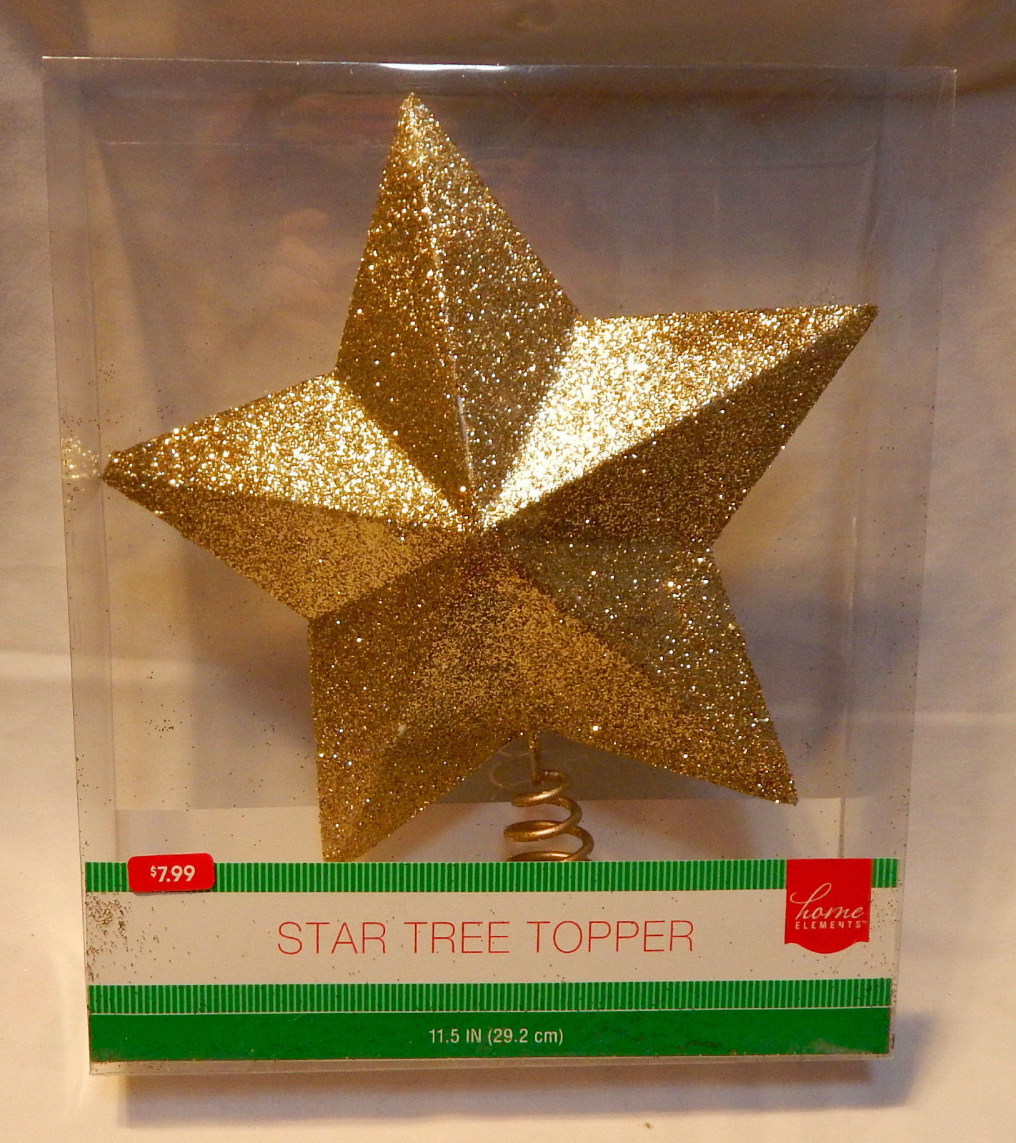 Christmas Home Elements Star Tree Topper 11 1/2" Shinny Gold Glitter 28D - $5.99
