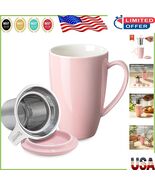 Elegant 15 OZ Porcelain Tea Cup with Lead-Free Infuser &amp; Lid - Perfect Gift - $55.93 CAD