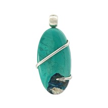 Stones Desire Chrysocolla Stone Pendant Necklace (22&quot;) Green - £145.78 GBP