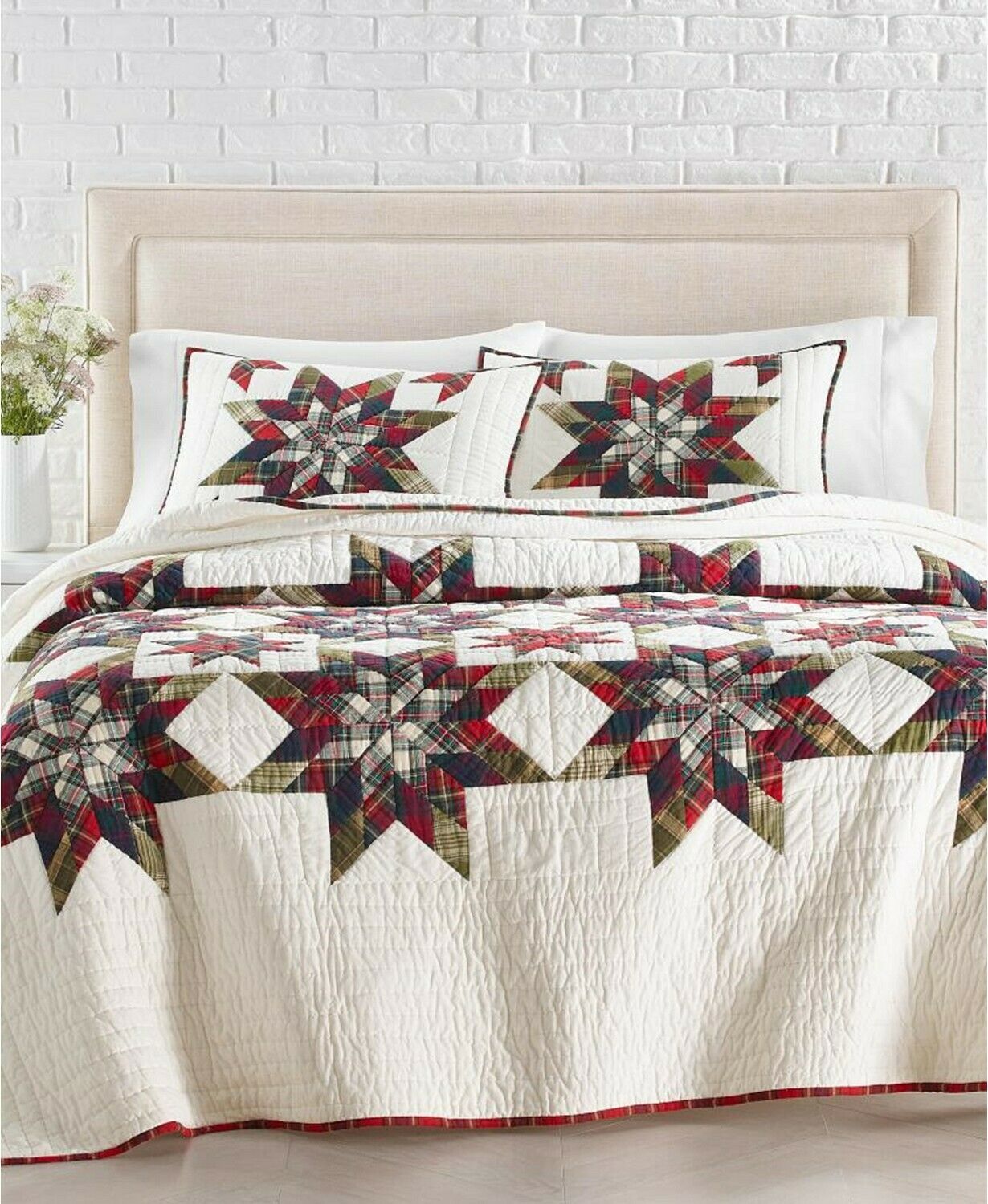 Primary image for Martha Stewart Collection Star Plaid Patchwork Artisan Twin Quilt $460