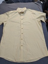 L.L. Bean Shirt Men&#39;s Size XL Yellow Check Short Sleeve 0 NX48 Wrinkle R... - £12.13 GBP