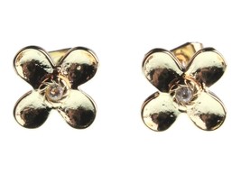 NEW Kevia 18K Gold Plated Cubic Zirconia Crystal Floral Post Stud Earrings NWT - £11.98 GBP
