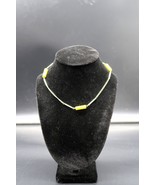 Vintage Mustard Yellow Station Necklace Silver Tone 15&quot; Choker Length - $16.80 CAD