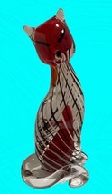 Dale Tiffany Handcrafted Art Glass Solvay Cat Figurine Red Black AS20329 - £51.73 GBP