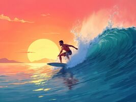 Amazing digital wallpaper of Surfing at Sunset - $0.94