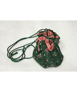 Fabric Traveling Jewelry Pouch - Green Floral Design - Boho Bag - $20.36 CAD