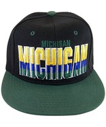Michigan 4-Color Letters Men&#39;s Snapback Baseball Caps (Black/Green) - £11.94 GBP