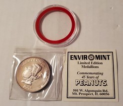 Vintage Santa Snoopy Peanuts CHRISTMAS 1995 Enviromint silver medallion ... - $124.99