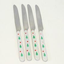 Christmas Tree Handle Dinner Knives 8 1/2" Stainless Lot of 4 Xmas - $10.97