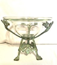 Tripod Verdi Gris Metal Holder With Glass Dish NOTE dish is not exact fit - £13.39 GBP