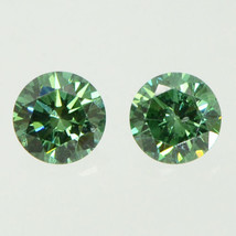 Round Shape Diamond Pair Fancy Green Color Loose Enhanced 3.70MM VS2 0.40 TCW - £357.43 GBP