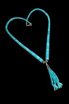 Santo Domingo Handmade Sterling Silver Turquoise Heishi Bead Jacla Necklace - £94.81 GBP