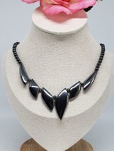 Vintage Hematite Beaded Choker Necklace - £14.82 GBP