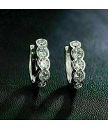 2.20 Ct Round Cut Lab Created Diamond Huggie Hoop Earrings 14k White Gol... - $244.93 CAD