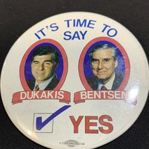 Dukakis Bentsen Presidential Button KG Election Campaign Pin Political C... - £6.99 GBP