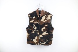 Vtg 80s Cabelas Mens L Distressed Reversible Fleece Camouflage Vest Jacket USA - £77.40 GBP