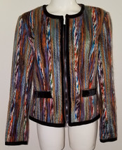 Katherine New York Multicolor Yarn Jacket Size Medium Full-Zip Rainbow C... - $19.75