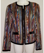 Katherine New York Multicolor Yarn Jacket Size Medium Full-Zip Rainbow C... - $19.75