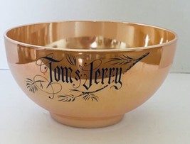 Tom and Jerry Punch Fruit Bowl Peach Lustreware Iridescent Pine Sprigs - £27.07 GBP