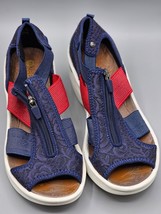 Womens Naturalizer BZees Blue/Red Duet Wedge Sandals, Size 7.5 M - New - £26.06 GBP