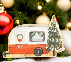 Camper Christmas Sign Wood Shelf Mantel Table Sitter 6&quot; x 4&quot; Cabin Lodge Camping - £17.89 GBP