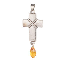 Large Cross Pendant Antiqued Silver Religious Jewelry Christian Catholic 37mm - £3.94 GBP
