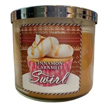 Bath + Body Works Cinnamon Caramel Swirl Scented 3 Wick Candle 14.5 oz  NEW - £21.71 GBP