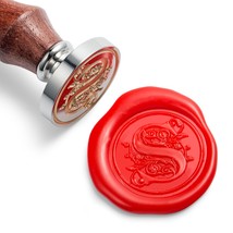 Wax Seal Stamp, Large Seal 1 1/5&quot;(30Mm) Dia, Silver Brass Head With Wooden Handl - £12.52 GBP