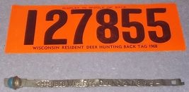Wisconsin Deer Hunting 1968 Back Tag with Matching Leg Tag Unused  - £12.51 GBP