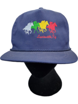 Louisville Kentucky Baseball Cap Men Navy Leather Derby Rainbow Horses Strapback - £8.57 GBP