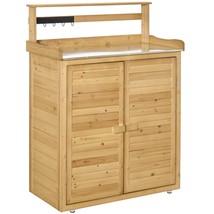 Wooden Garden Potting Bench Workstation Table, Shelves, Magnetic Doors - $239.99