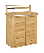 Wooden Garden Potting Bench Workstation Table, Shelves, Magnetic Doors - $4,464.64 MXN