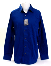 Van Heusen Blue Black Stripes Button Front Long Sleeve Shirt Men&#39;s Small S NWT - £42.27 GBP